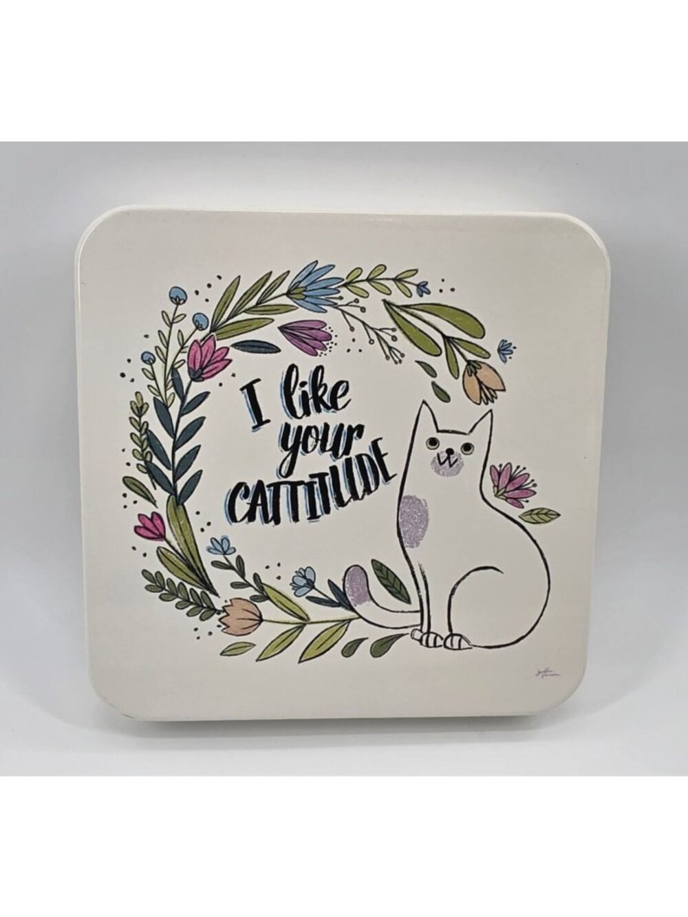 Purrfect Garden IX Metal Cat Sign by Janelle Penner 10x10